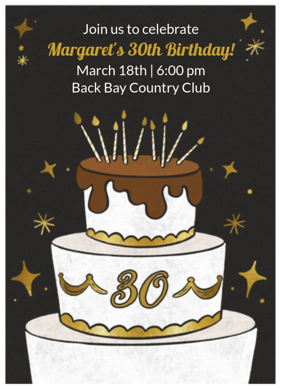 Birthday Cake 30 card