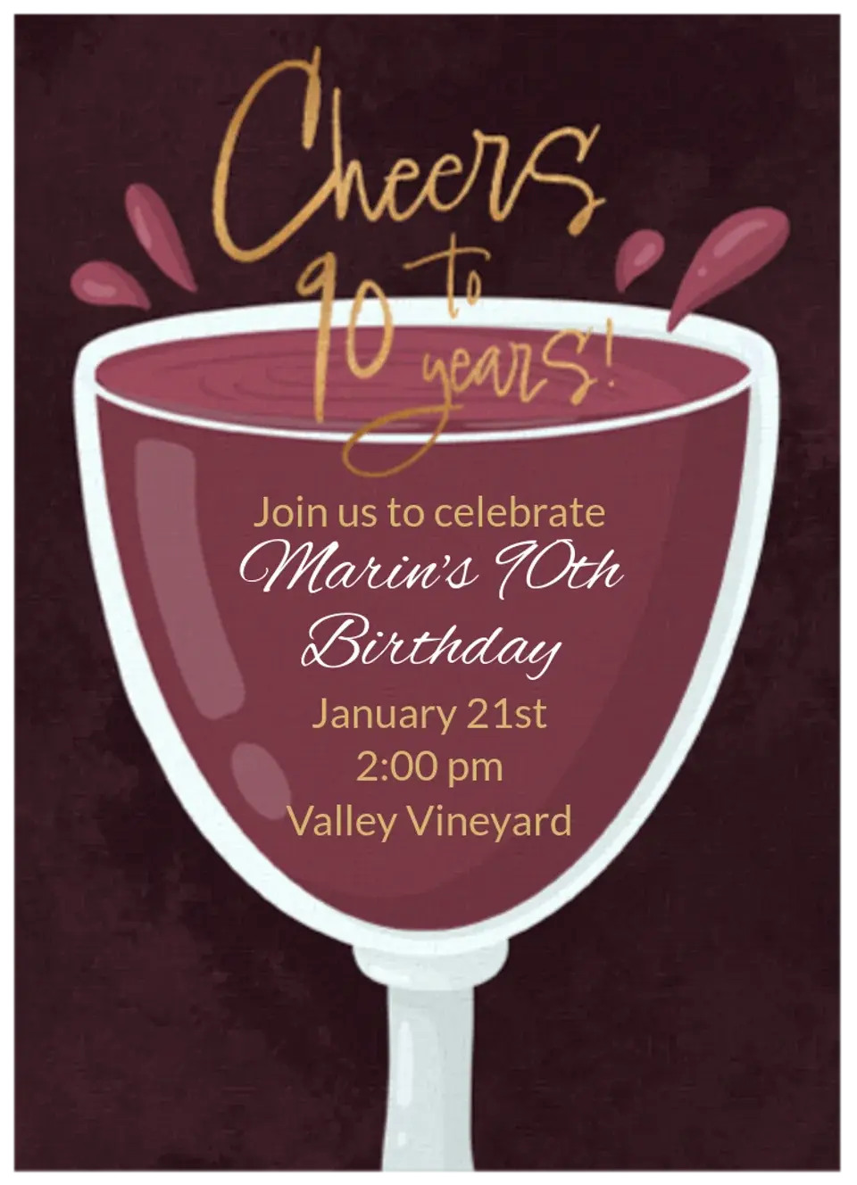 Wine Cheers 90 card