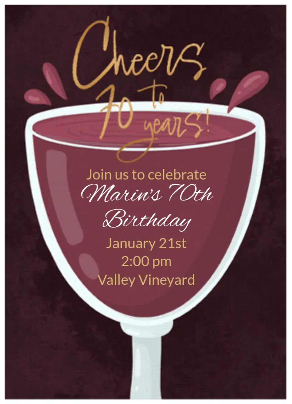 Wine Cheers 70 card