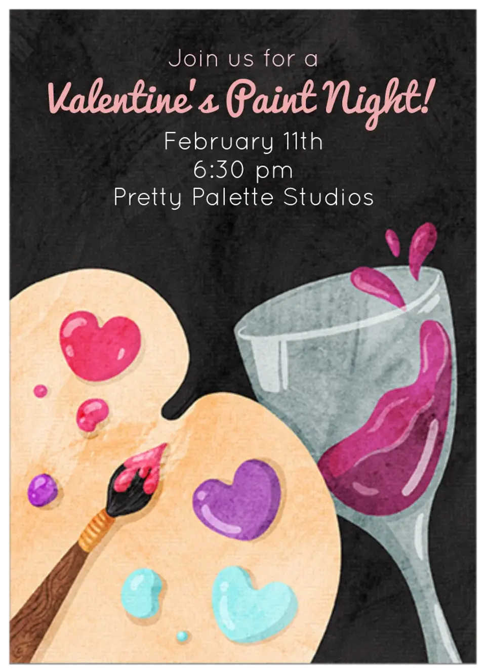 Valentine's Paint Night card