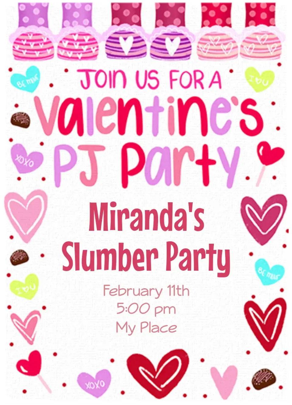 Valentine's Sleepover card