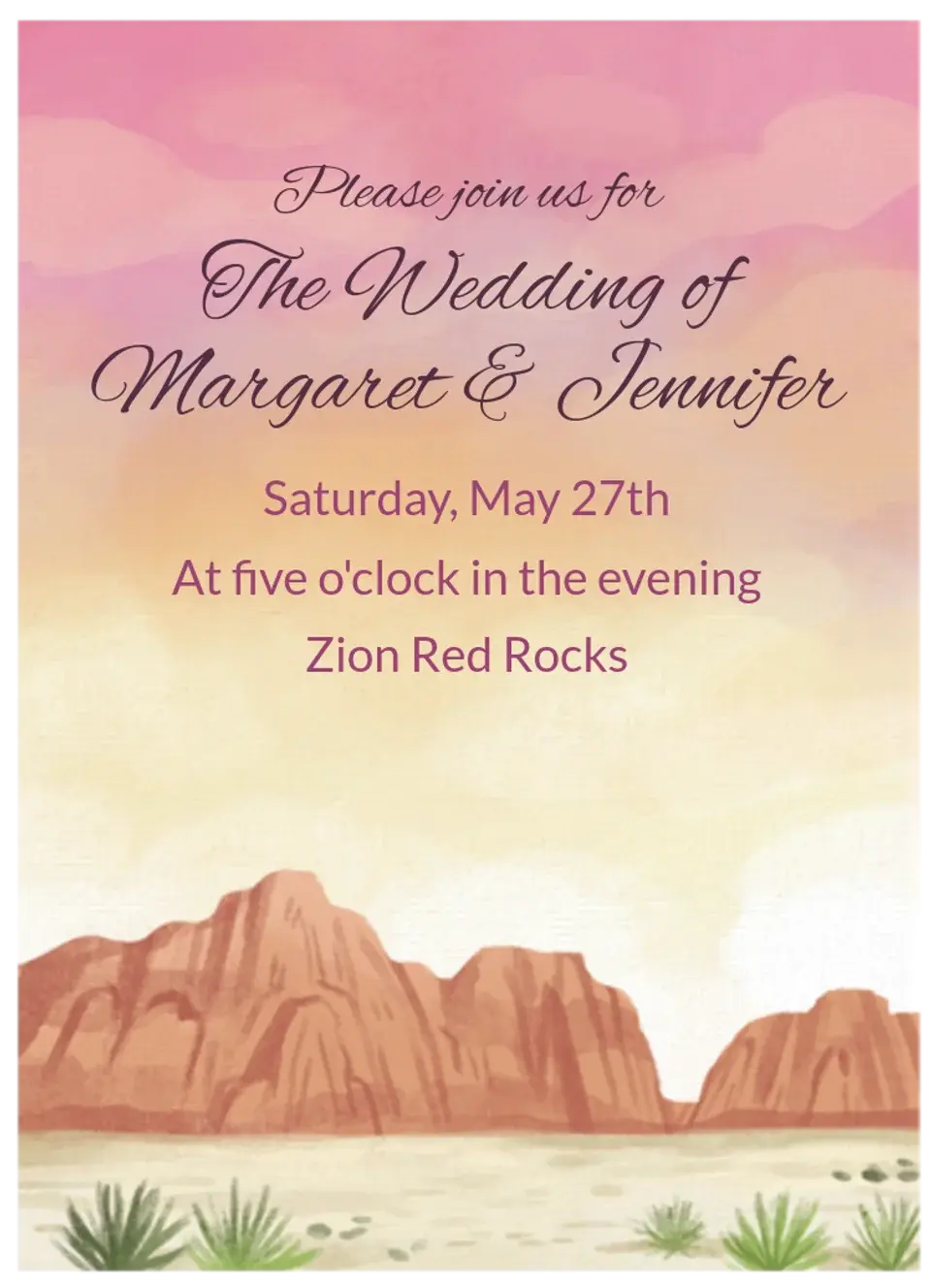 Desert Wedding card