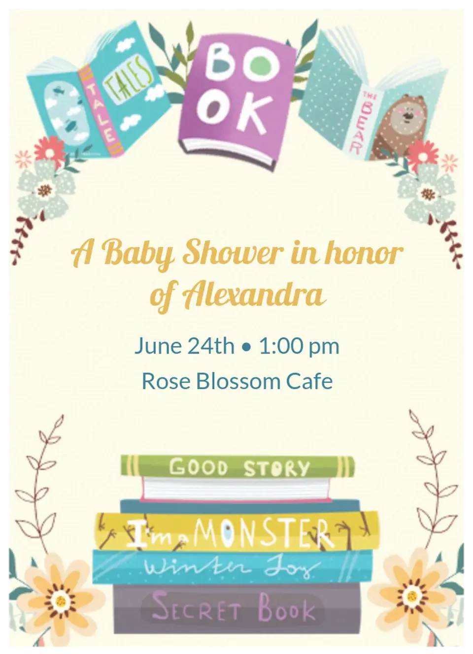 Baby Book Shower card