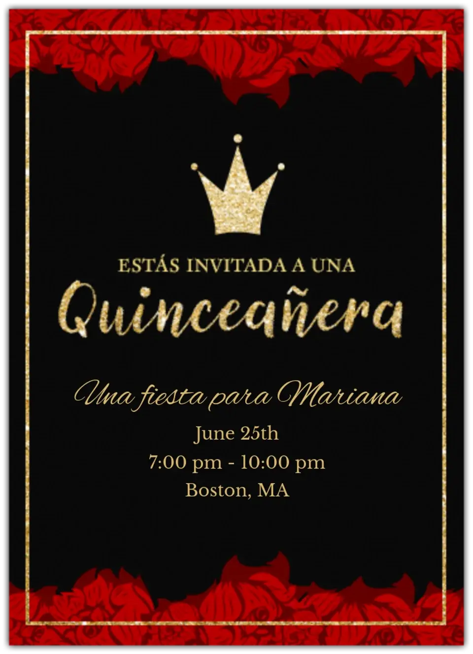 Black Tie Quinceañera card