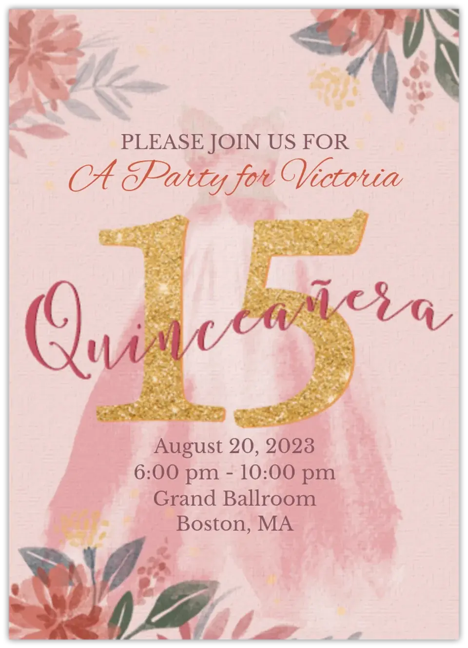 Rose Gold Quinceañera card