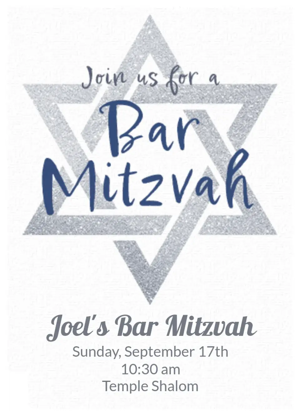 Large Star Bar Mitzvah card