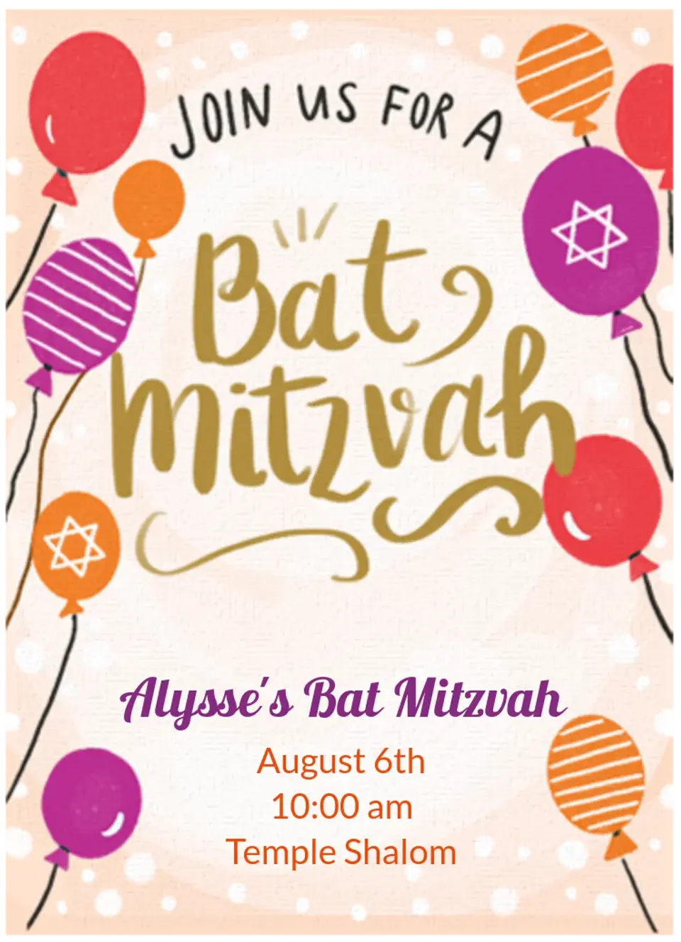 Bat Mitzvah Balloons card
