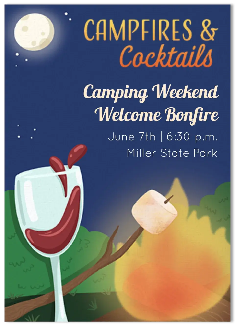 Campfires & Cocktails card