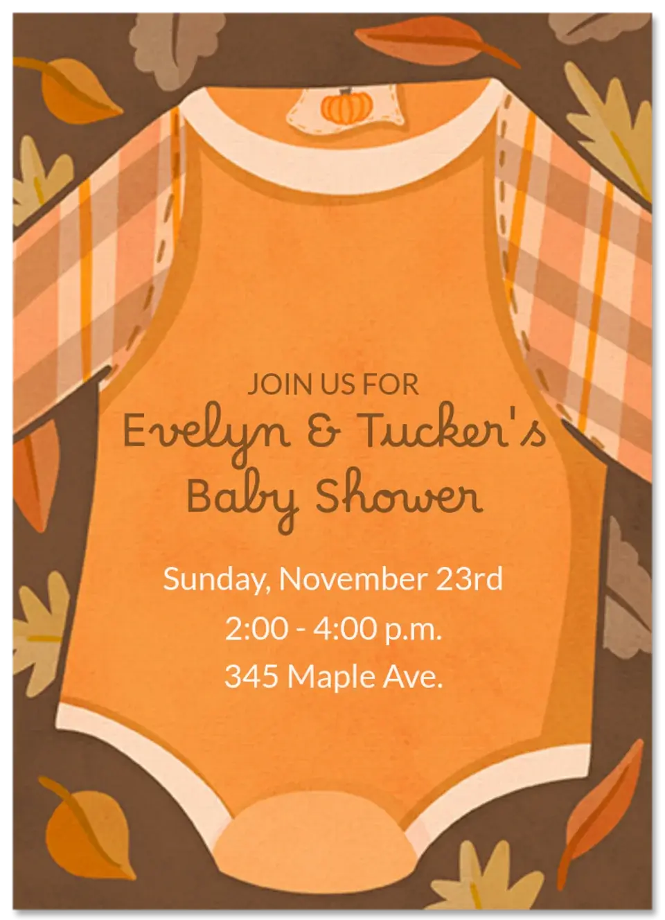 Fall Flannel Baby Shower card
