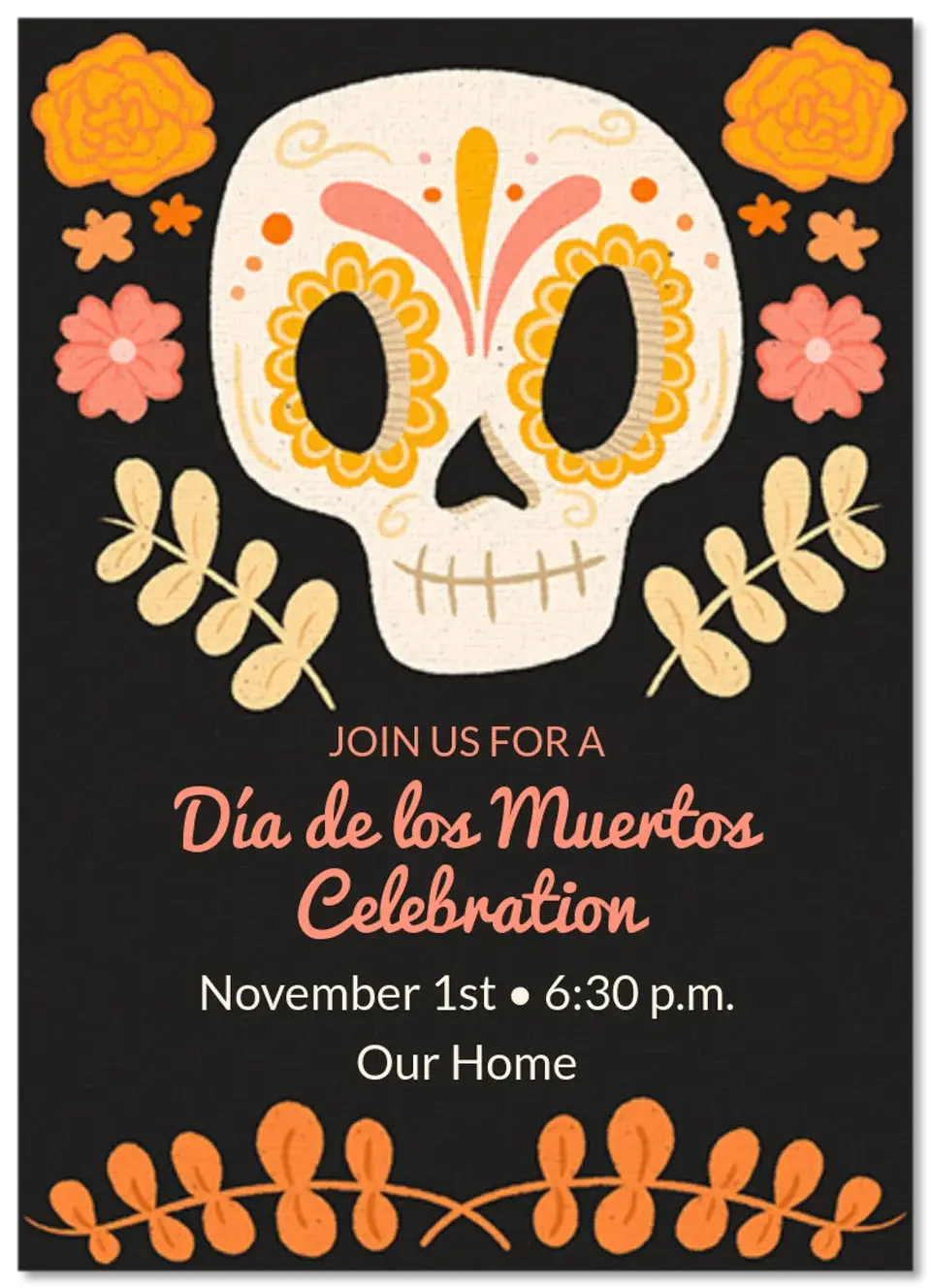 Sugar Skull & Florals card