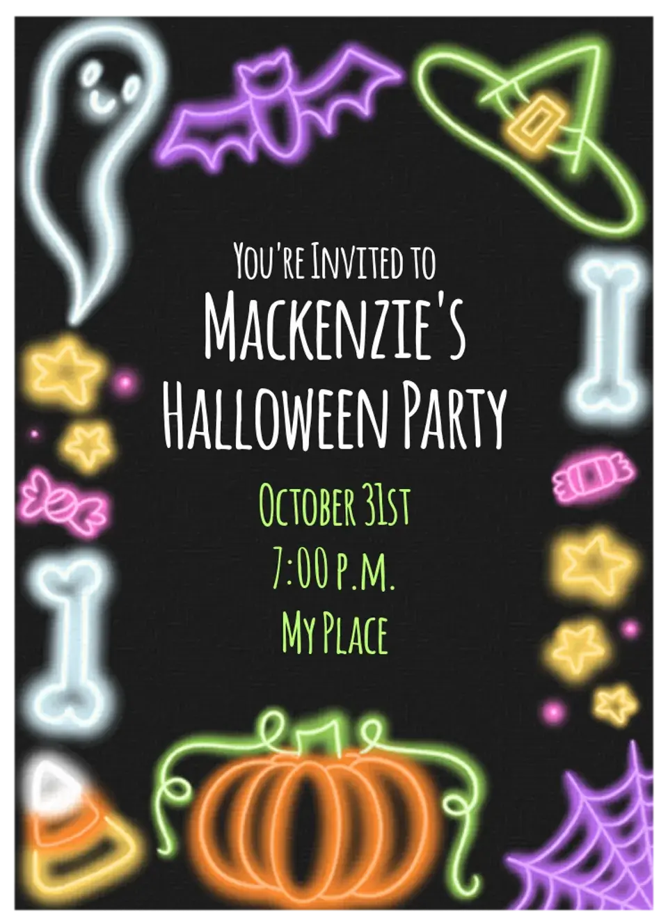 Neon Halloween card