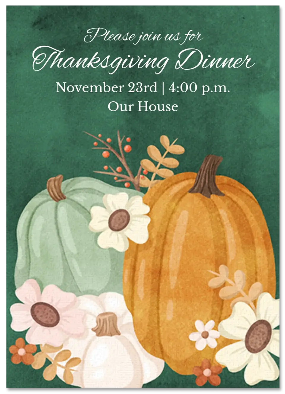 Modern Pumpkin Floral card