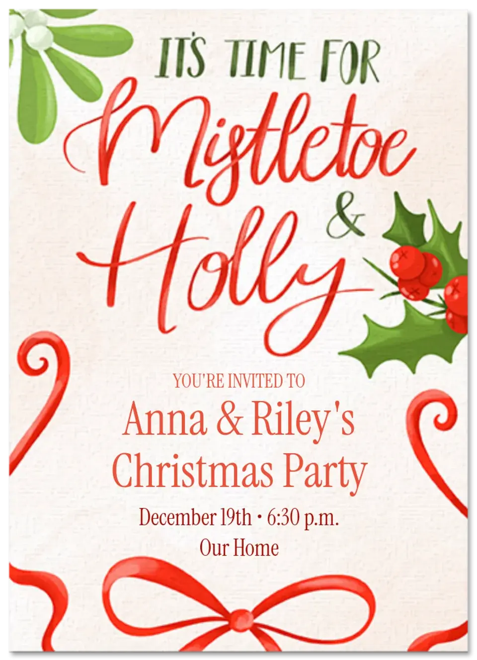 Mistletoe & Holly  card