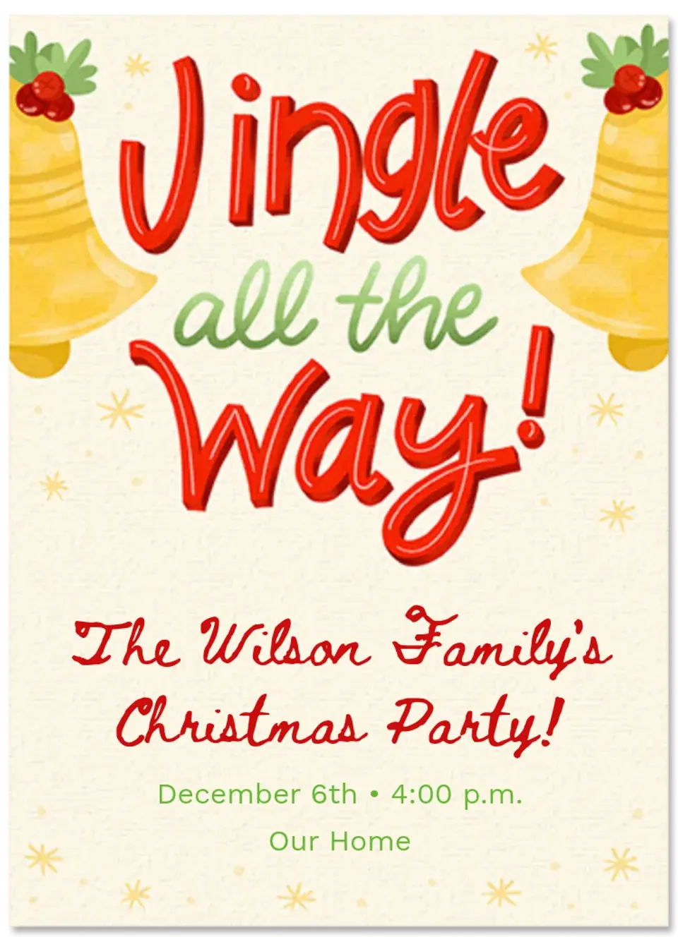 Jingle Bells Way card
