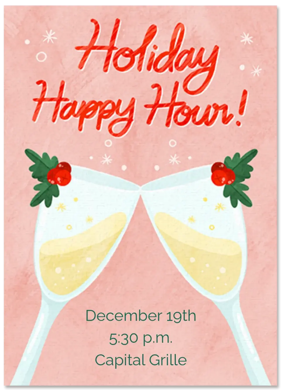 Holiday Happy Hour card