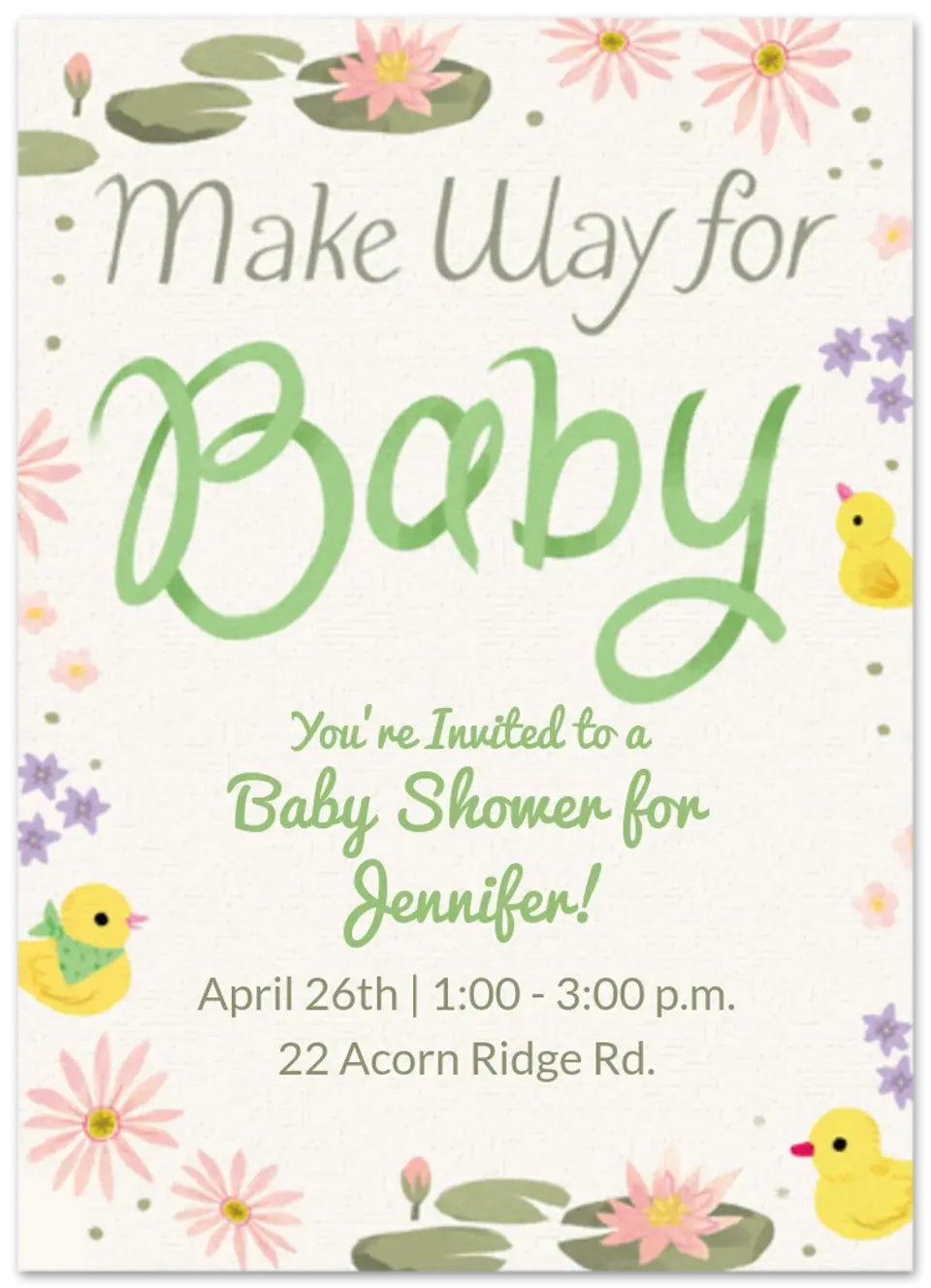 Make Way Baby card