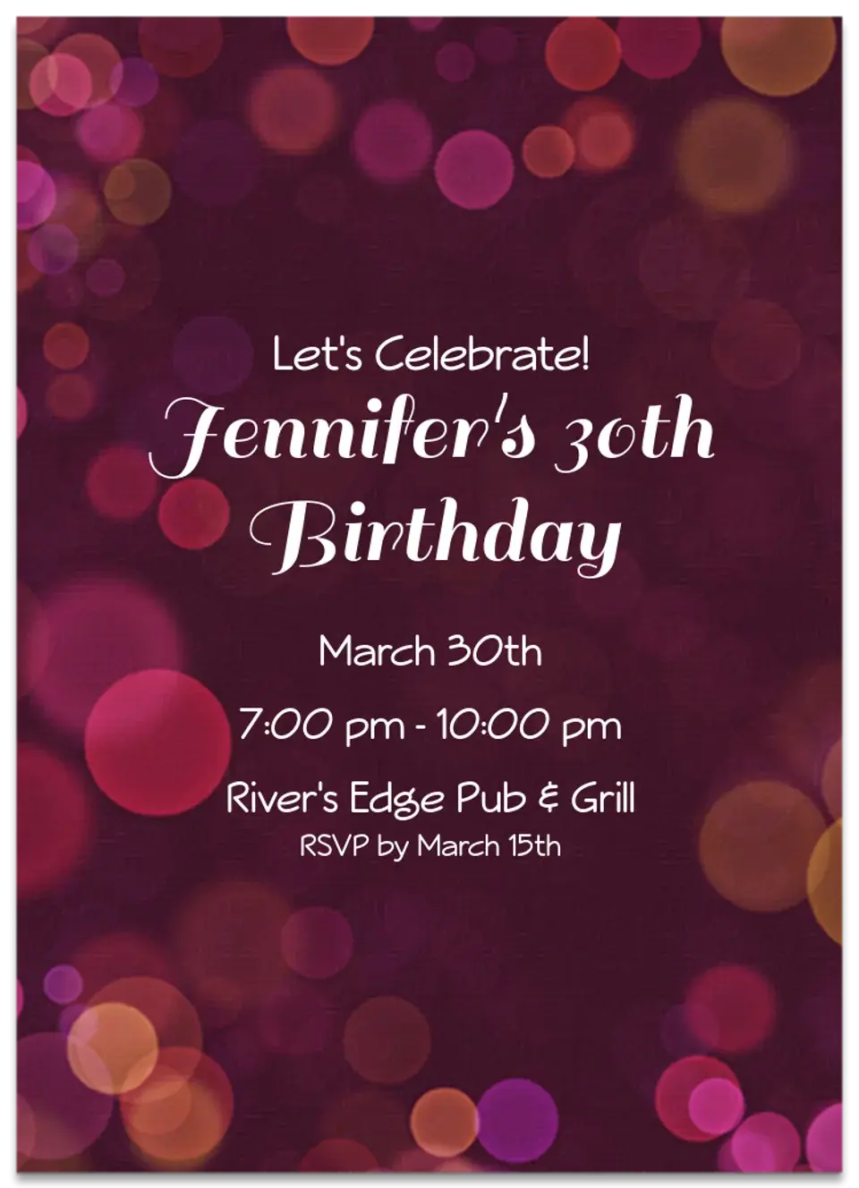 Birthday Bokeh card
