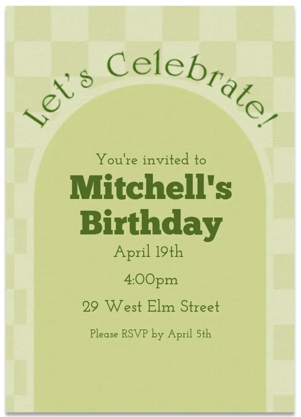 Checkered Arch Party card