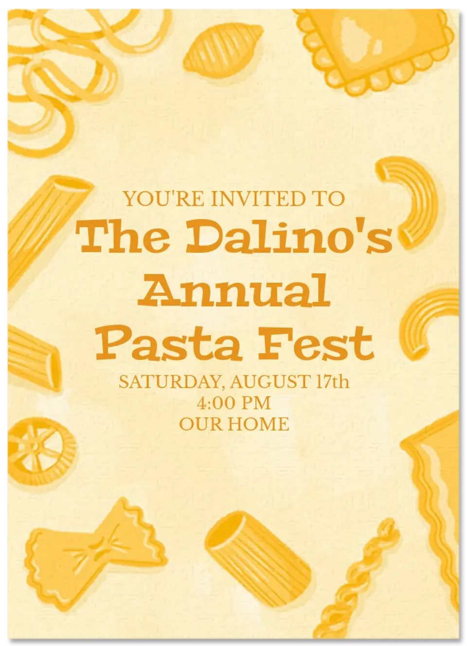 Pasta Dinner card