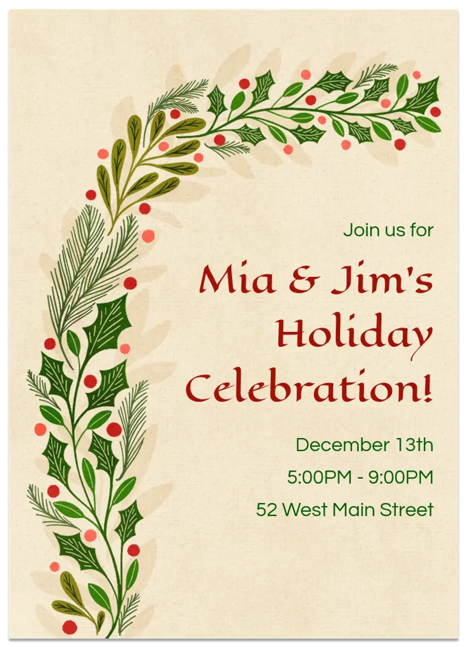 Holiday Greenery Spray card