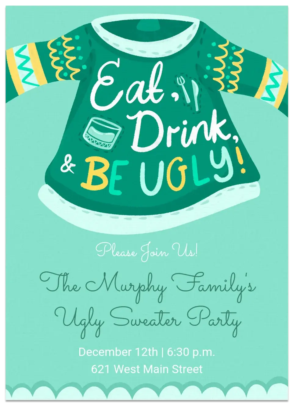 Eat Drink & Be Ugly card
