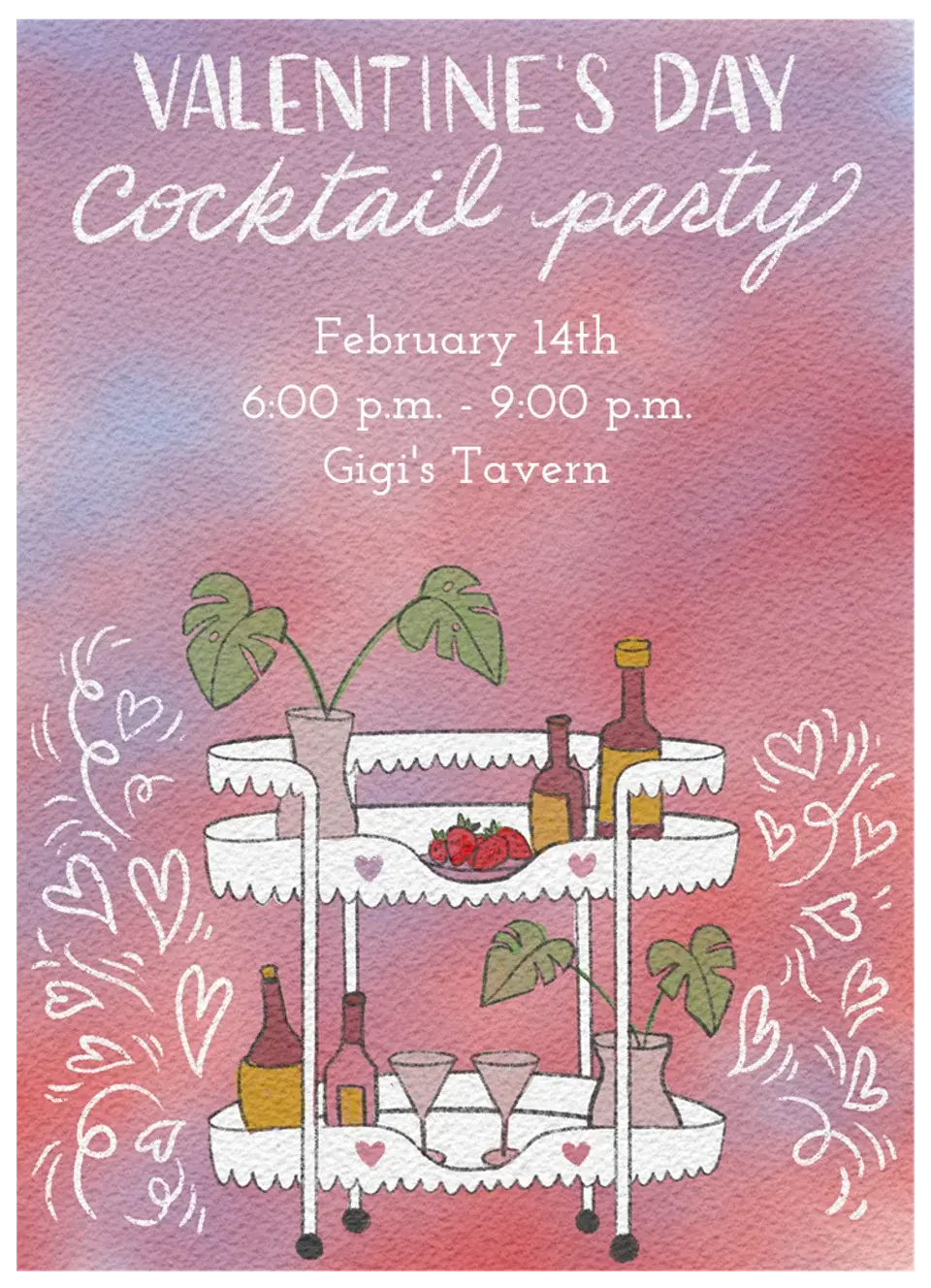 Valentine Bar Cart card