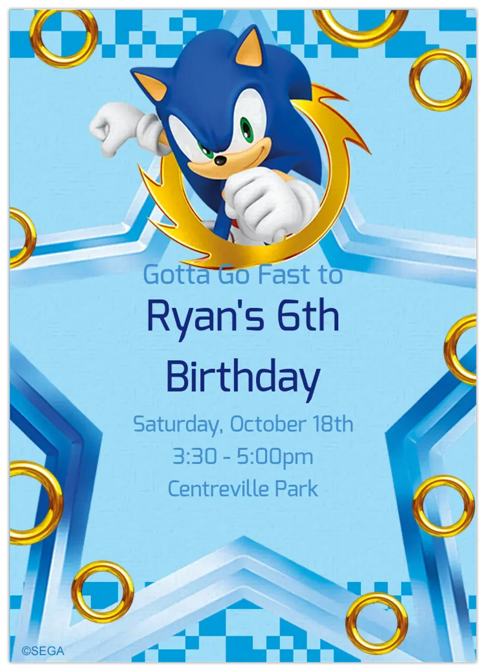 Sonic | Birthday card image