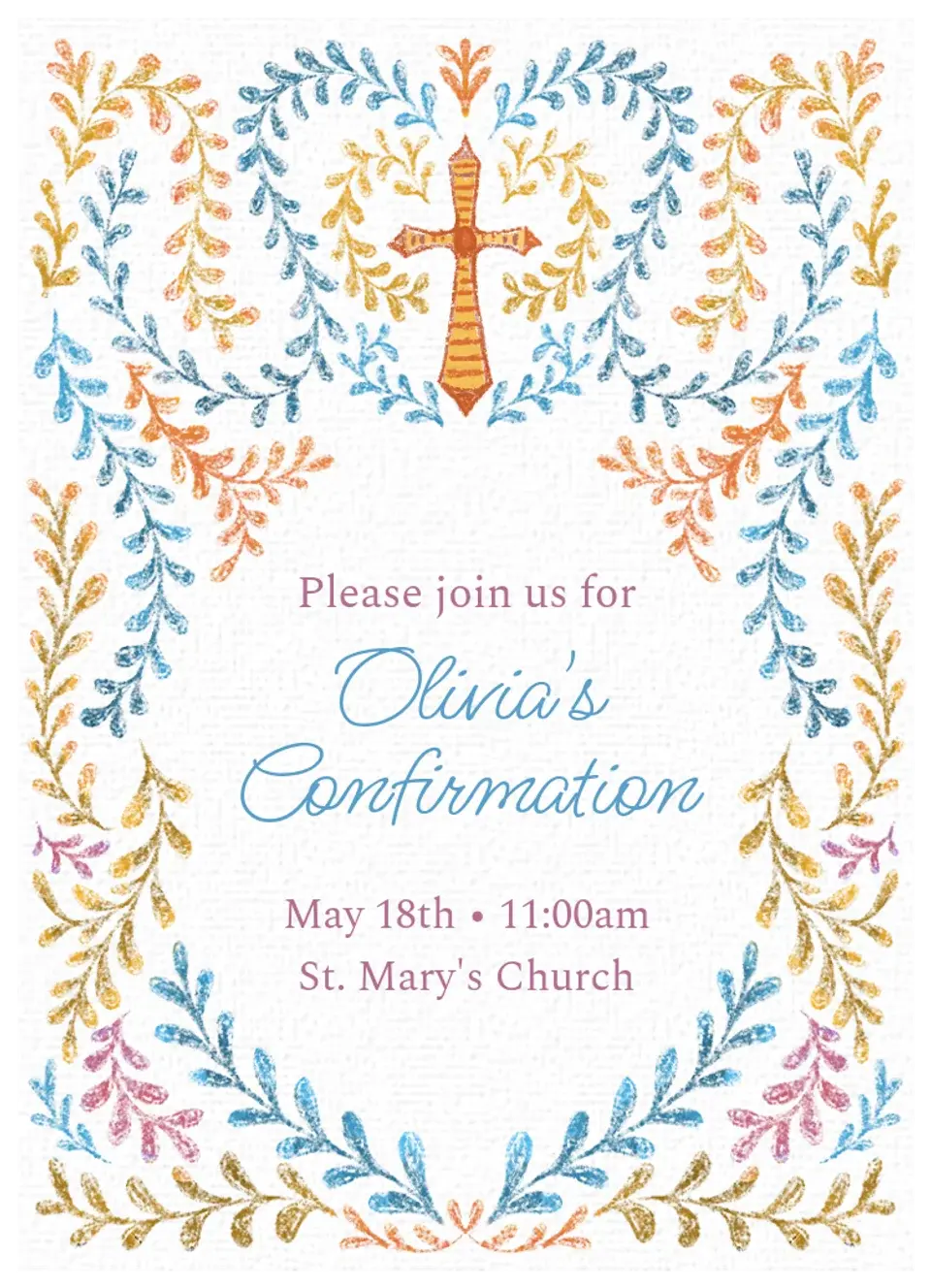 Folk Vine Confirmation card image