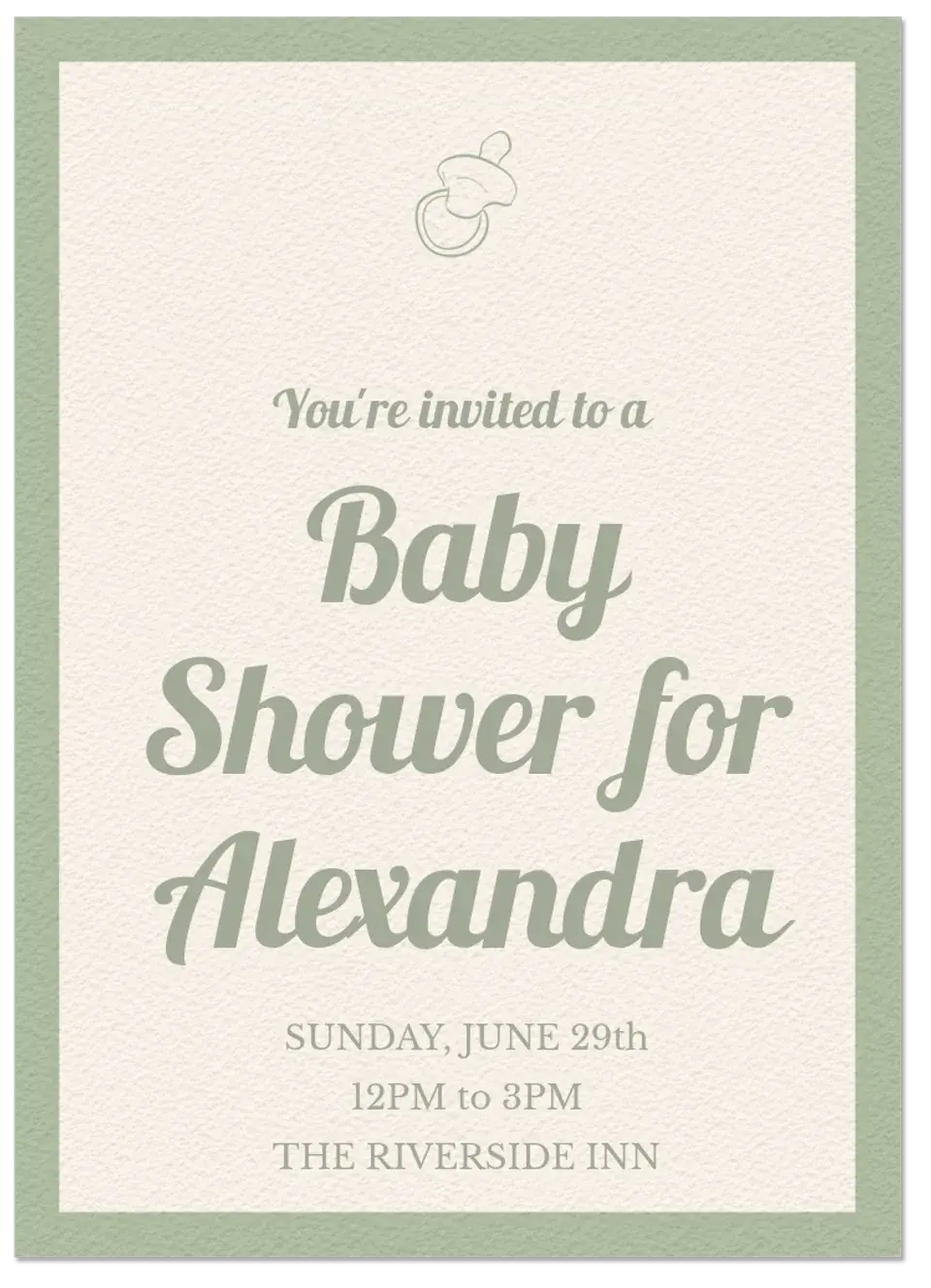 Baby Shower Pacifier card image
