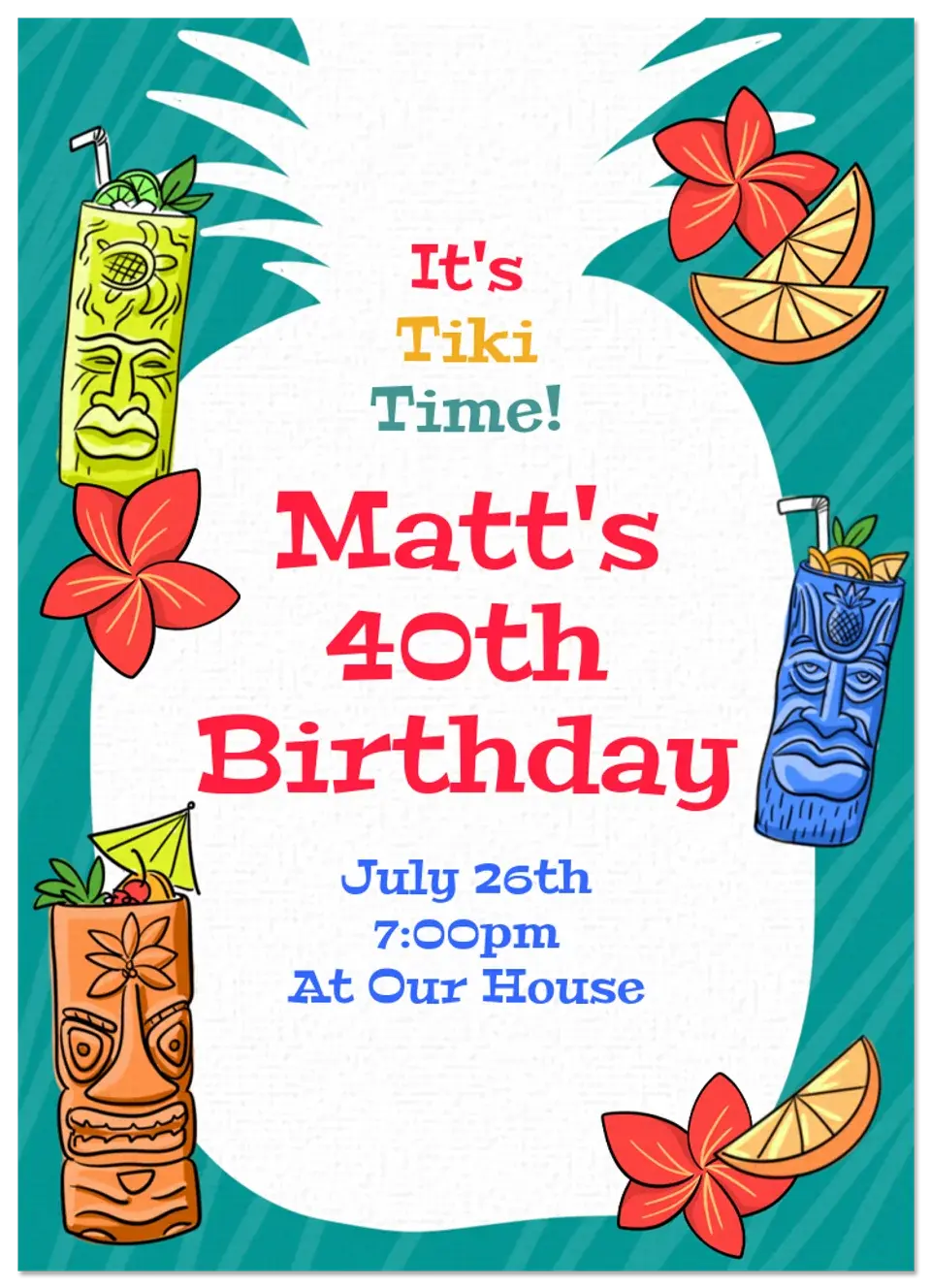 Tiki Birthday card
