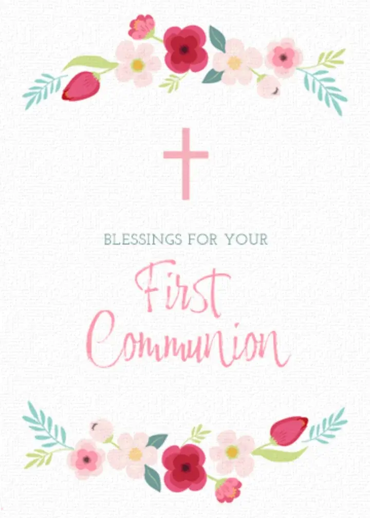 Floral First Communion card image