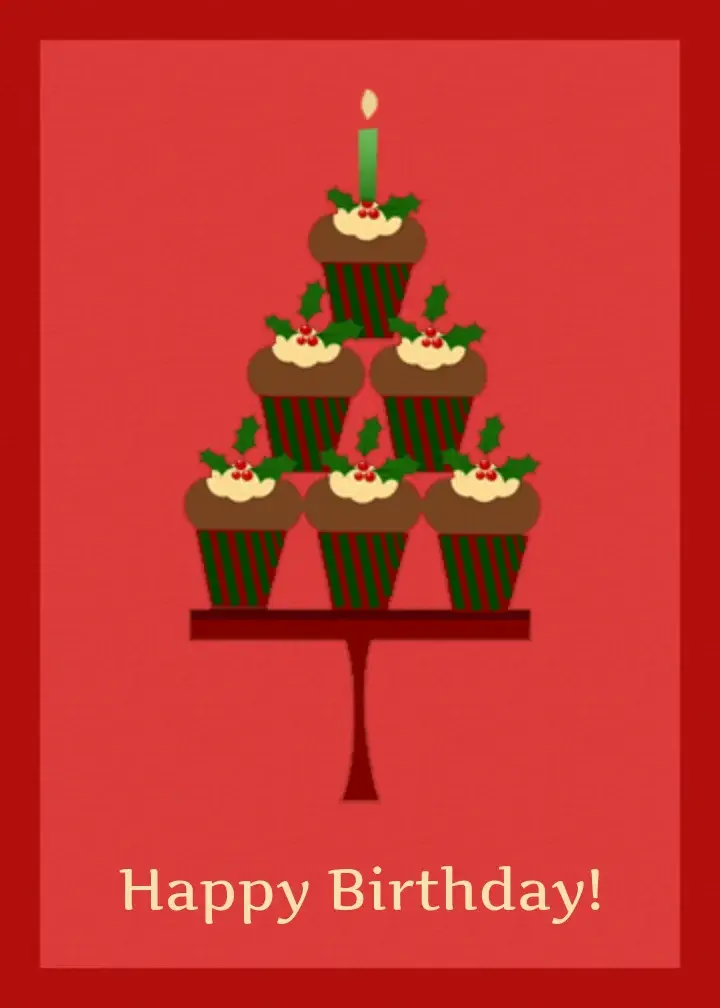 Holiday Birthday Cupcakes card image