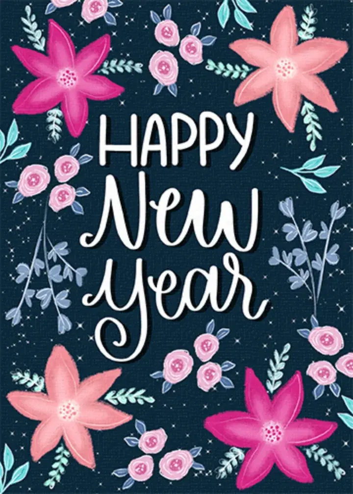New Year Floral card image