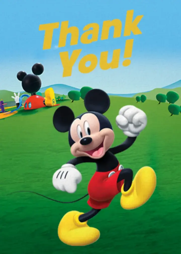 Mickey Mouse Birthday Thanks card image