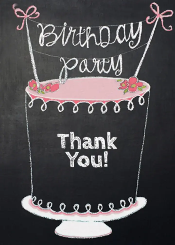 Birthday Cake Chalkboard Thanks card image