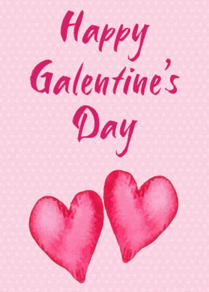 Galentine's Day Watercolor Hearts card image