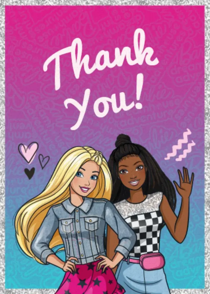 Barbie Birthday Thank You card image