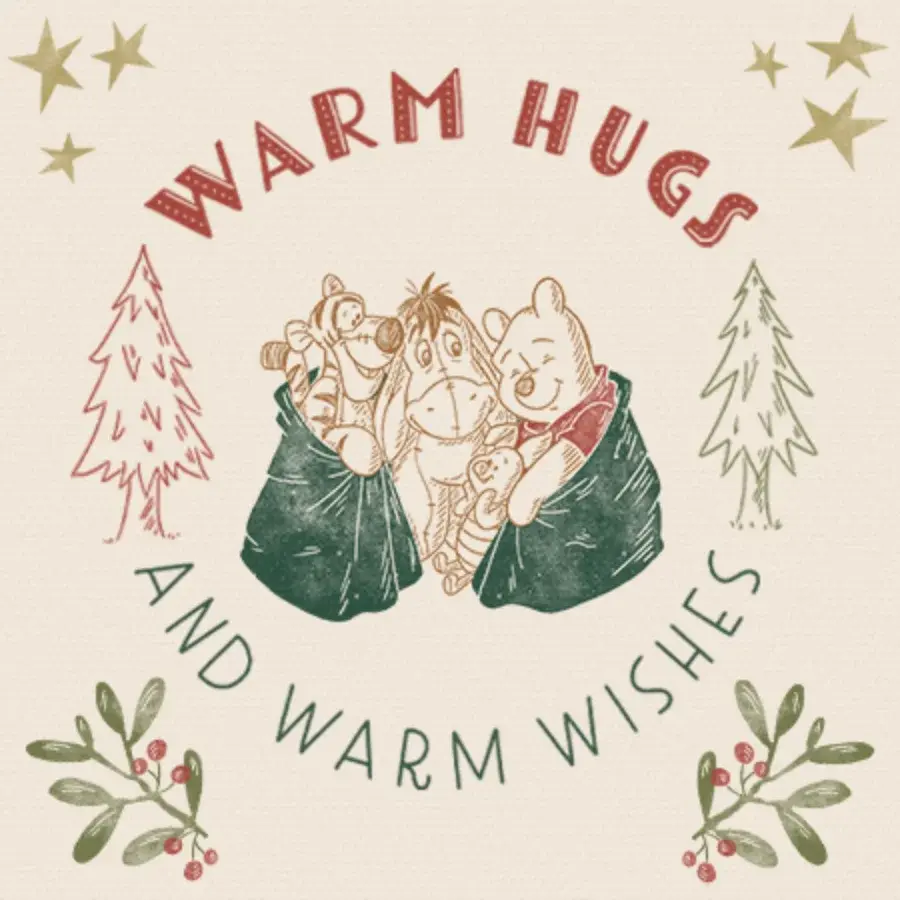 Winnie the Pooh Christmas Hugs card image
