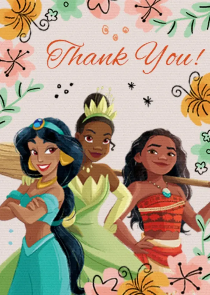 Disney Princess Friends Thanks Floral card image