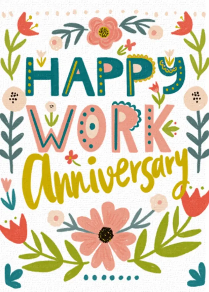 Floral Work Anniversary  card image
