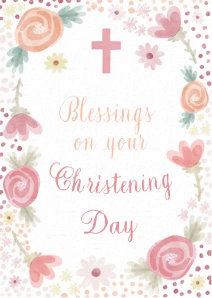 Christening Flowers Pink card image