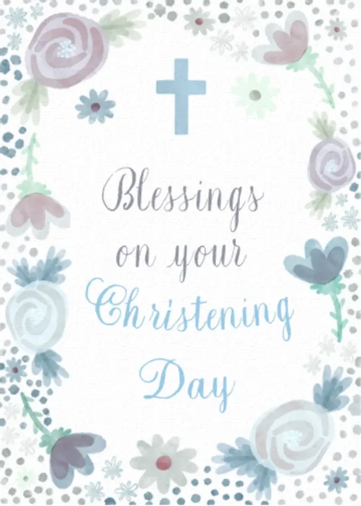Christening Flowers Blue card image