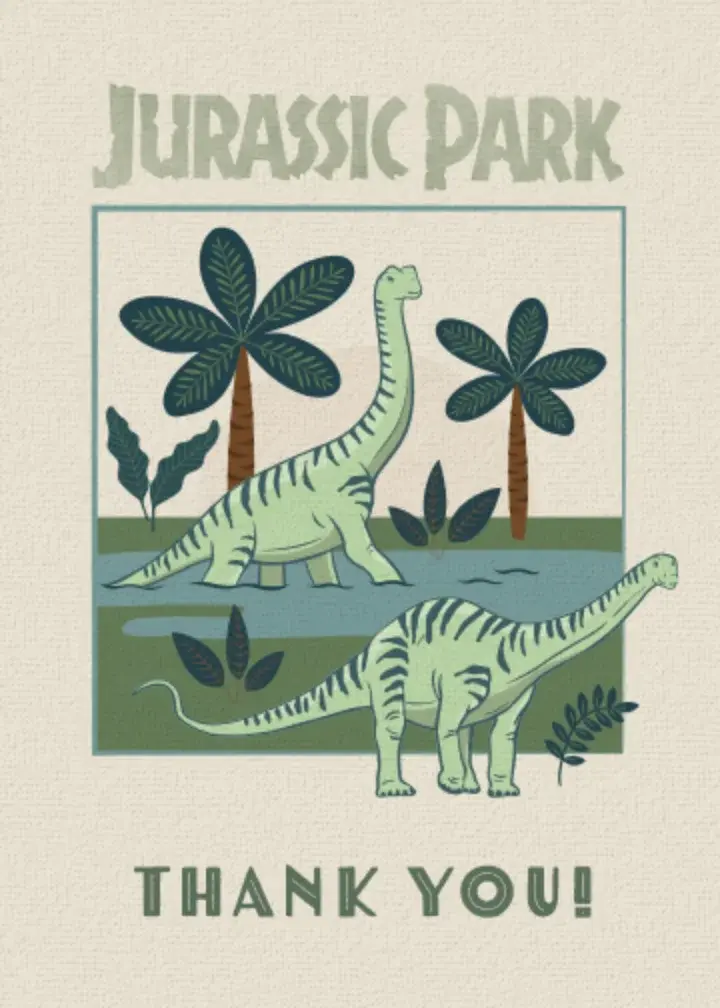 Jurassic World Baby Thank You card image