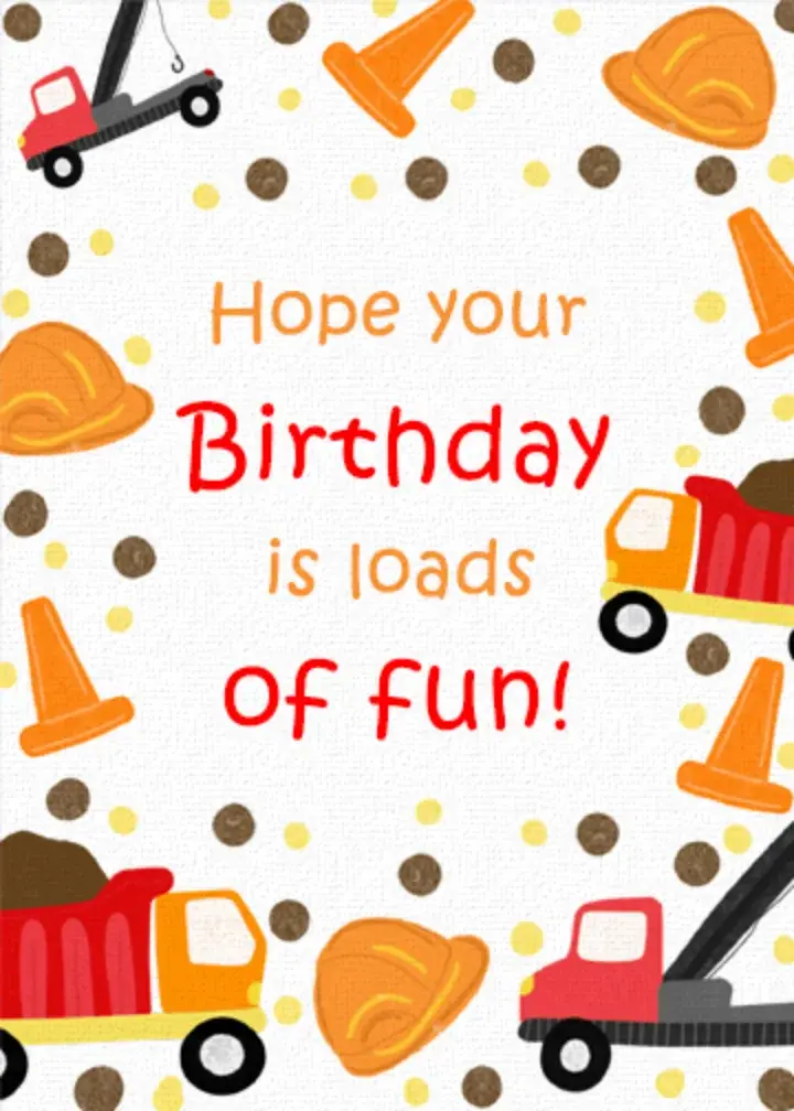 Construction Birthday card image
