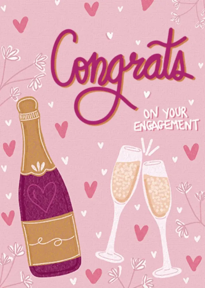 Illustrated Engagement Cheers card image