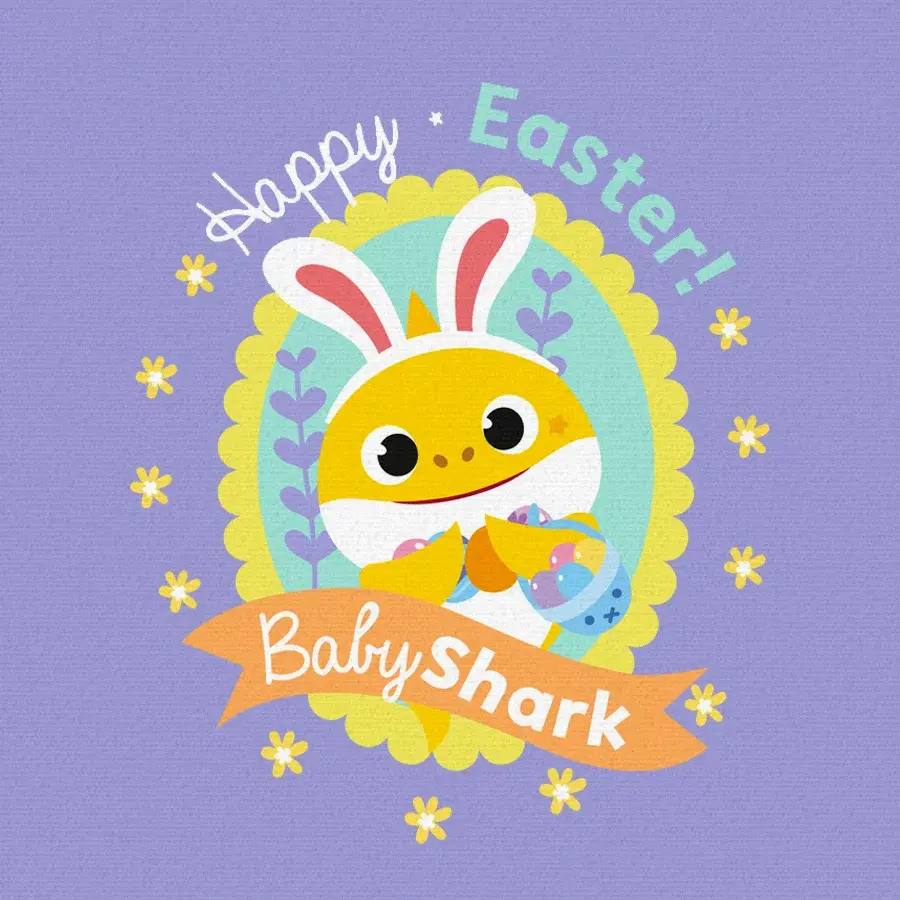 Baby Shark Happy Easter card image