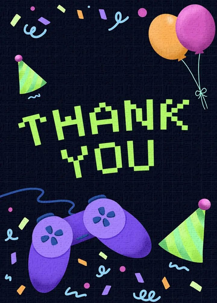 Level Up Birthday Thank You card image