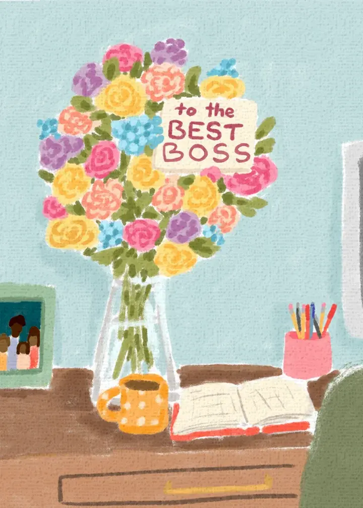 Boss's Day Floral Desk card image