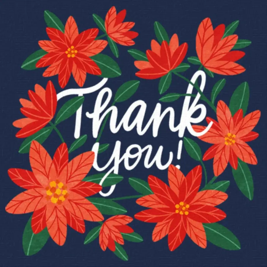 Thank You Poinsettia card image