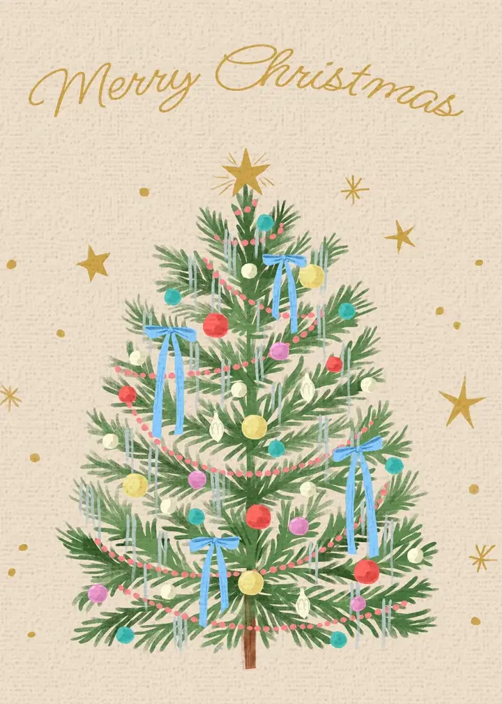 Tinsel Merry Christmas Tree card image